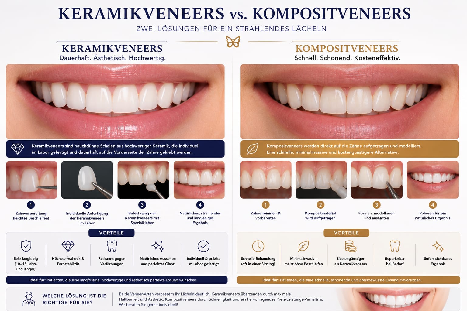 Keramikveneers vs. Kompositveneers
